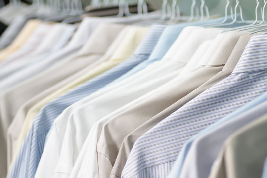 Dry Cleaning Rack Of Shirts