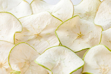 Healthy eating. Apple chips background