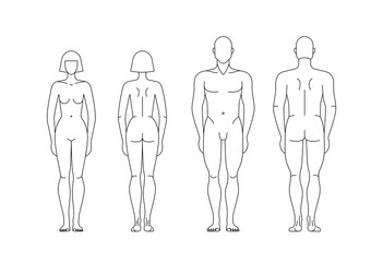 Fototapeta na wymiar Figures of man and woman. Vector isolated editable template.