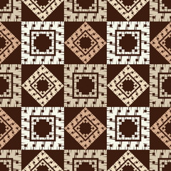Ethnic boho seamless pattern. Lace. Embroidery on fabric. Patchwork texture. Weaving. Traditional ornament. Tribal pattern. Folk motif. Vector illustration for web design or print.