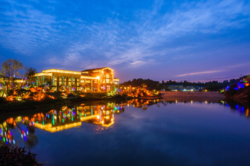 Fototapeta premium sunset over river