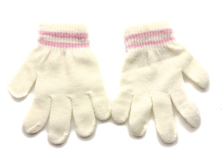 Gloves for children isolated on a white background. Children's clothing for the winter. Gloves for the smallest. Warm mittens.