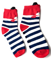 Striped socks isolated on white background. Children's socks. Creative socks.