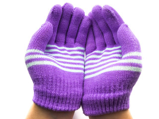 Gloves for children isolated on a white background. Children's clothing for the winter. Gloves for the smallest. Warm mittens.