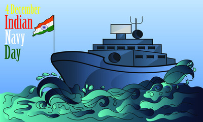 4 december Indian Navy Day illustration 