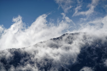A ridge in the clouds, Marlborough Sounds, New Zealand.