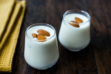 Almond Milk Smoothie Shake / Milkshake in Glass Cup