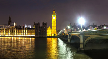 Naklejka premium Big Ben, Parliament, Westminster bridge in London