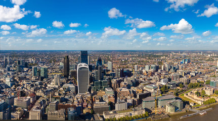 Aerial view of Tower Bridge in London