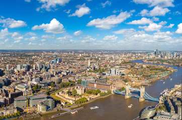 Fototapeta premium Aerial view of Tower Bridge in London