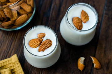 Almond Milk Smoothie Shake / Milkshake in Glass Cup