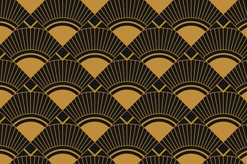 Modern Art Deco Abstract Geometric Seamless Pattern Luxury Line Art Beautiful Backdrop Design