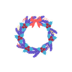 Christmas wreath. Vector illustration can use for the design of brochures, banners, flyers, card.