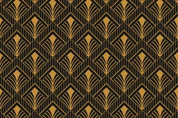 Tapeten Gold abstrakte geometrische Modernes Art-Deco-abstraktes geometrisches nahtloses Muster Luxus-Linien-Kunst-schönes Hintergrund-Design