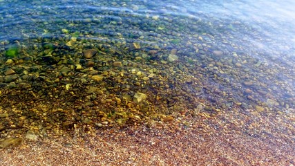 Water with pebbles beckground texture
