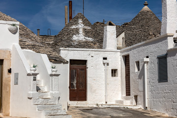 Trulli village in Alberobello, Italy. The style of construction is specific to the Murge area of...