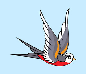 Vector image of swallows in old school style.