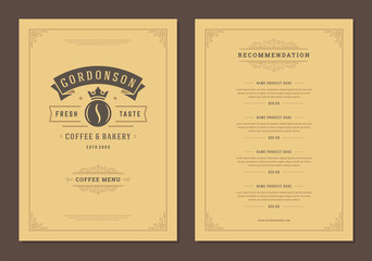 Coffee menu design brochure template vector Illustration