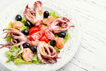 Fresh salad with seafood
