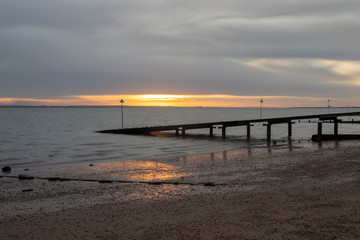 Fototapeta na wymiar Winter sunset at Southend-on-Sea, Essex, England
