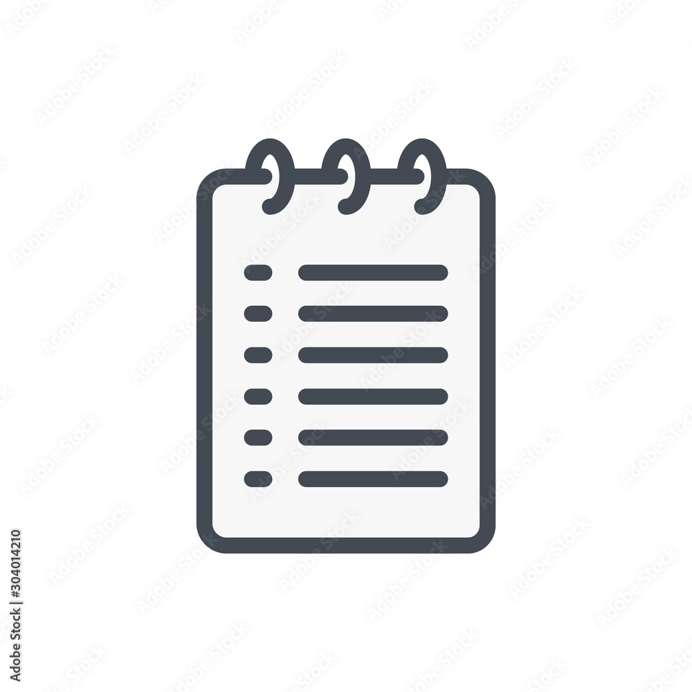 Poster notebook color line icon. textbook vector outline colorful sign.
