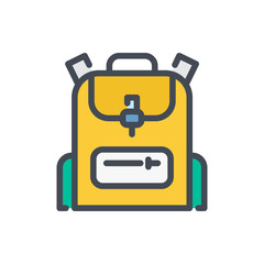 Backpack color line icon. School knapsack vector outline colorful sign.