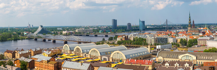 Panoramic aerial view of Riga