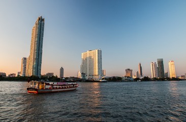 Fototapeta na wymiar Bangkok city skyline and Chao Phraya river, Bangkok, Thailand