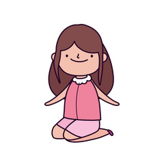 cute little girl on the knees cartoon
