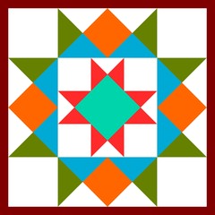 Barn quilt pattern, Amish Patchwork design, Abstract geometric tiled trail Vector illustration