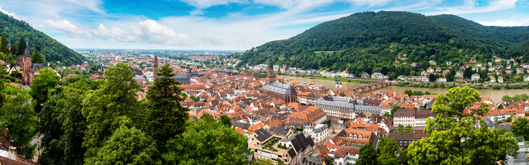 Fototapeta na wymiar Panoramic aerial view of Heidelberg