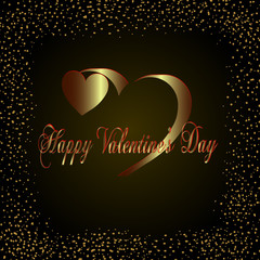 Happy Valentine's Day vintage lettering greeting card on red background with heart