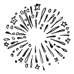 doodle design element. hand drawn of spark firework. vector illustration isolated on white background.