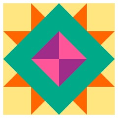 Barn quilt pattern, Amish Patchwork design, Abstract geometric tiled trail Vector illustration