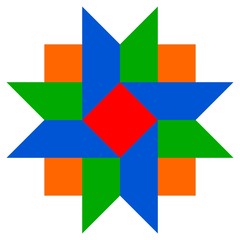 Barn quilt pattern, Amish Patchwork design, Abstract geometric tiled trail Vector illustration