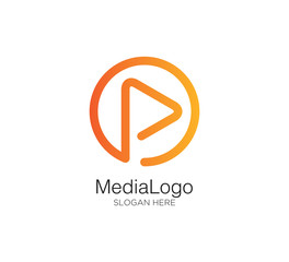 play button media vector logo design template