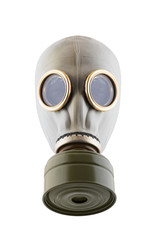 Gas mask isolated on white background with clipping path. Environment pollution.