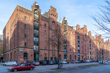 historic speicherstadt building of the hafencity hamburg on a sunny day, germany