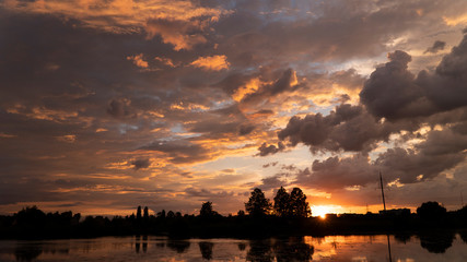 golden sunset near the lake