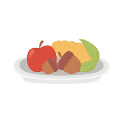 happy thanksgiving day apple corn and acorn dish