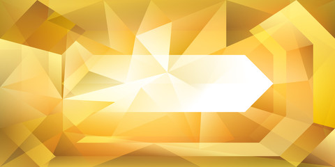 Abstract crystal background with refracting light and highlights in yellow and golden colors