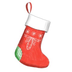 Red Christmas sock with green heel