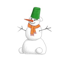 Snowman with a bucket on his head