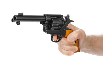 Hand with revolver gun