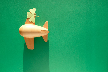 St. Patrick's day, Plane luck Shamrock on a green background