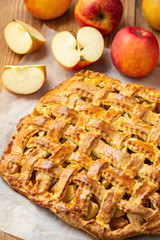 Naklejka na ściany i meble Homemade braided apple pie.