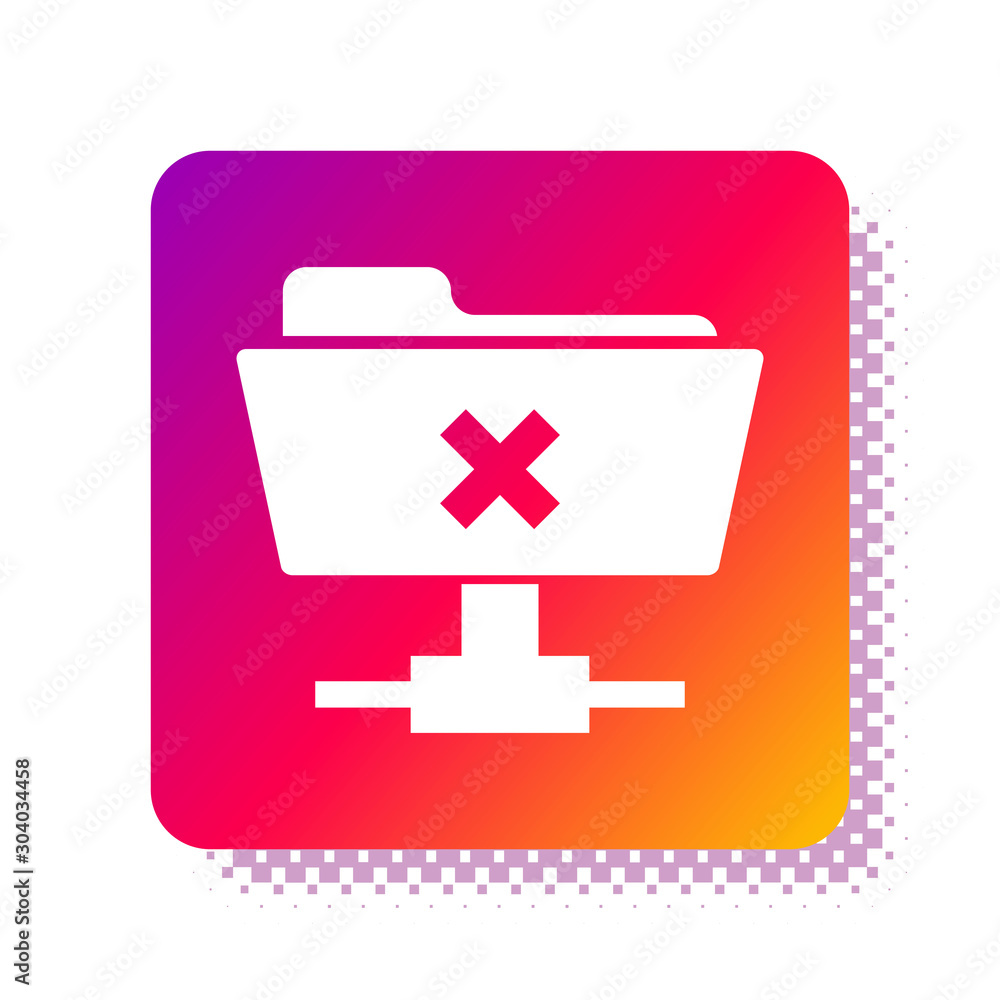 Poster white ftp cancel operation icon isolated on white background. software update, transfer protocol, ro