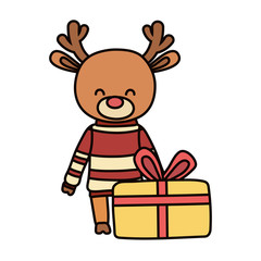 merry christmas celebration cute reindeer with sweater gift