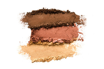 Crushed eyeshadow makeup set isolated on white background. The concept of fashion and beauty industry.  - Image - obrazy, fototapety, plakaty