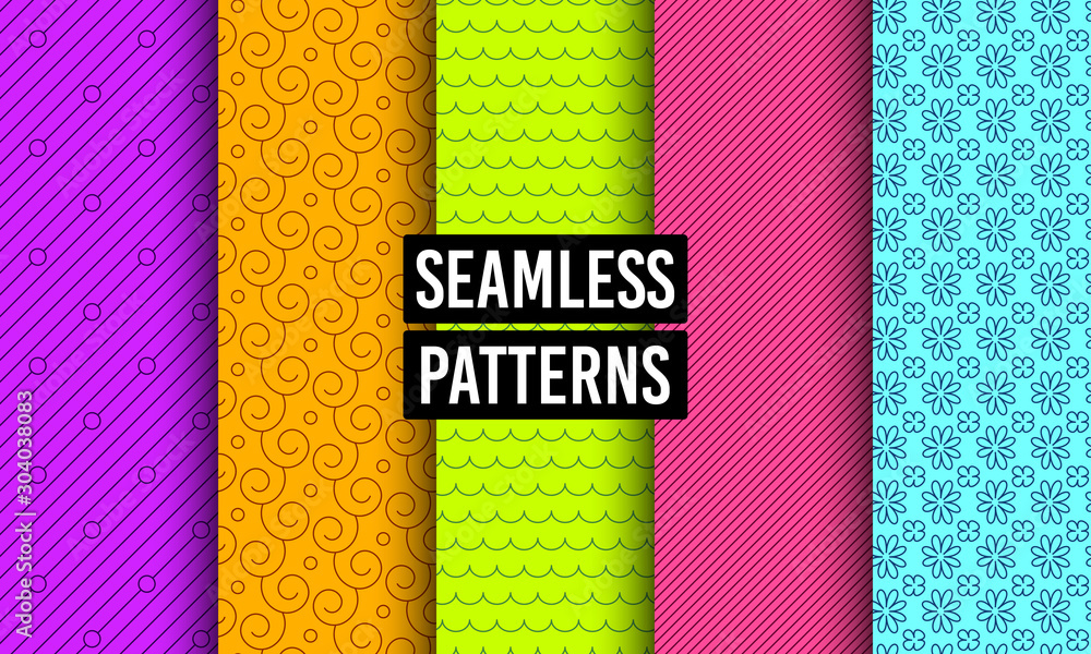 Poster abstract seamless patterns. geometric textures. linear ornament decoration. repeatable simple seamle